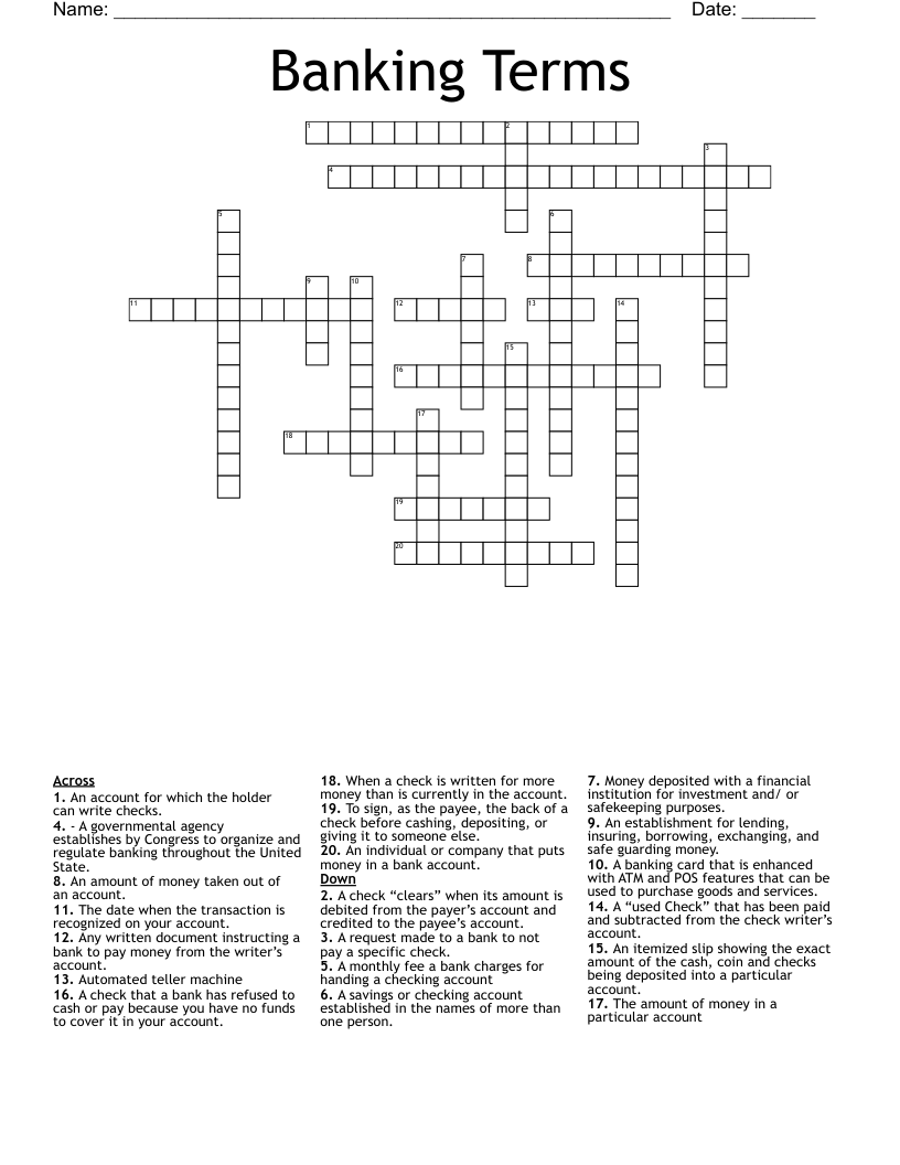 bank employee crossword clue