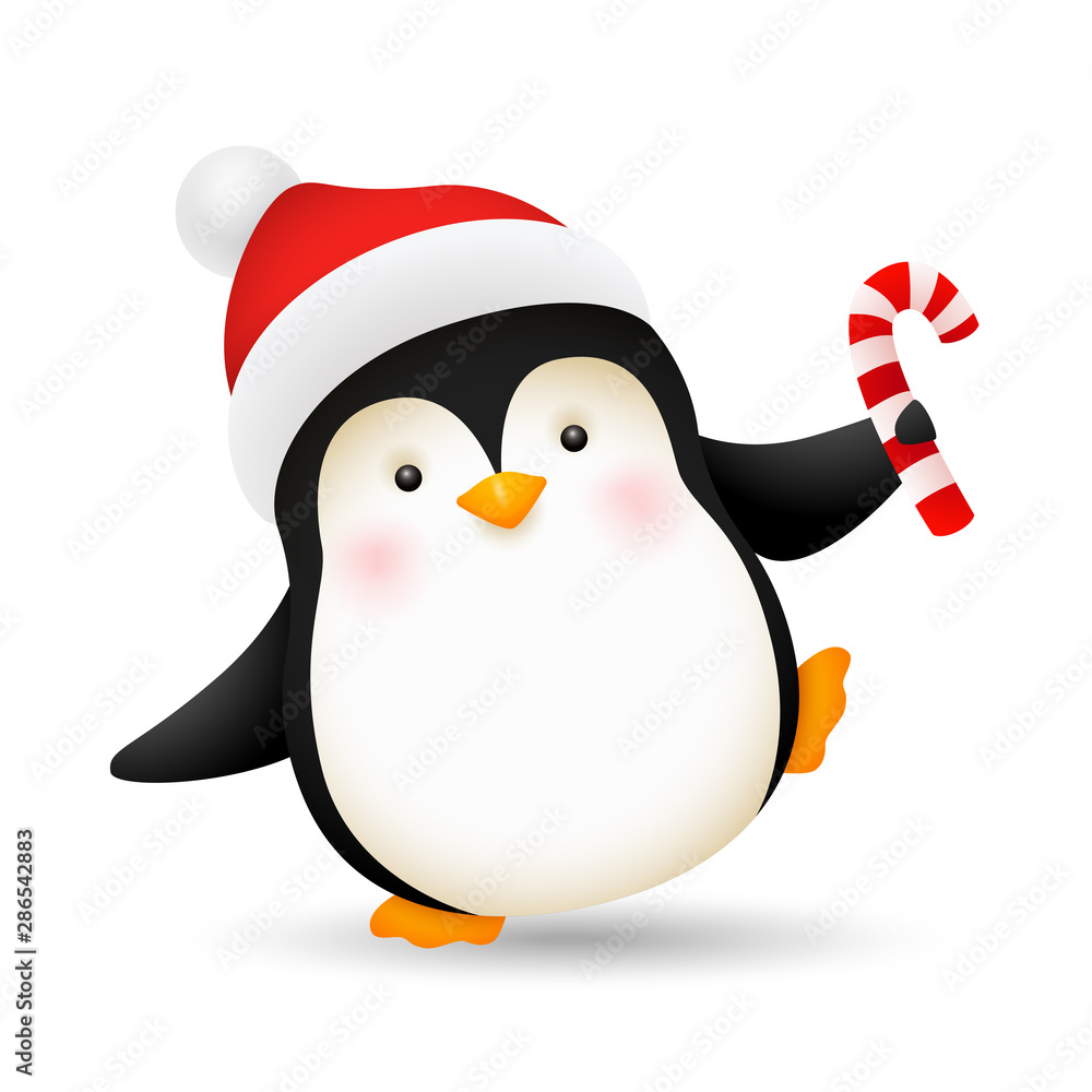 penguin with a santa hat