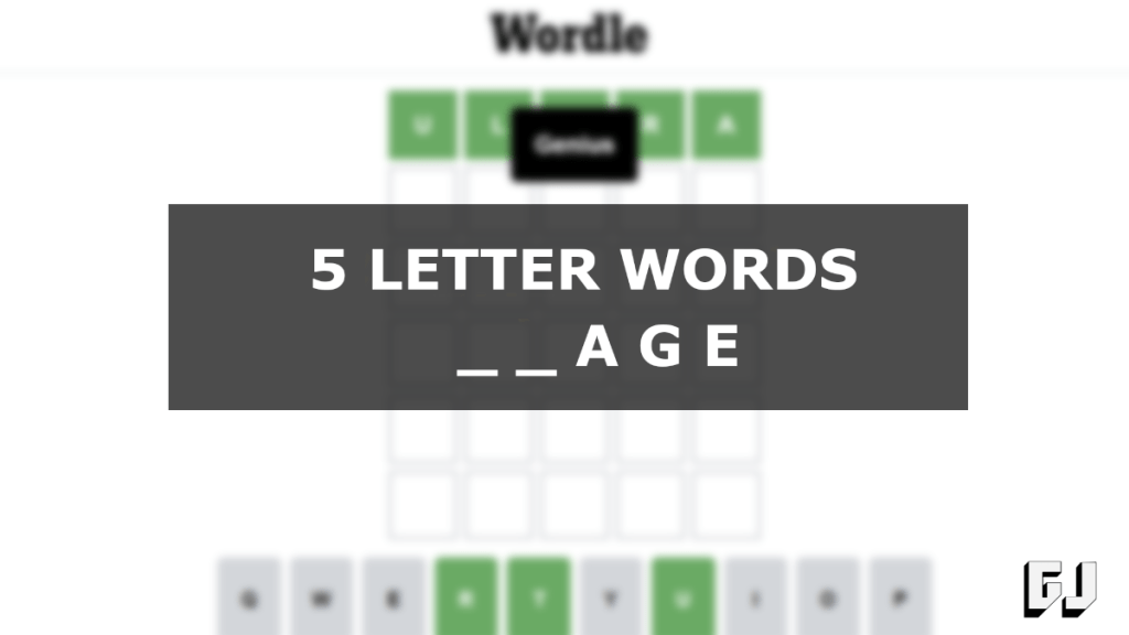 five letter word ending in age