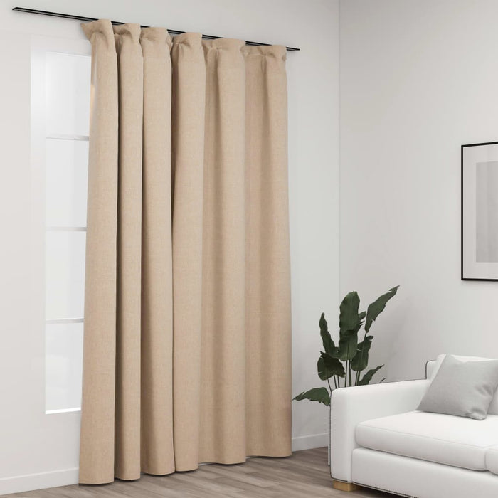 beige linen look curtains