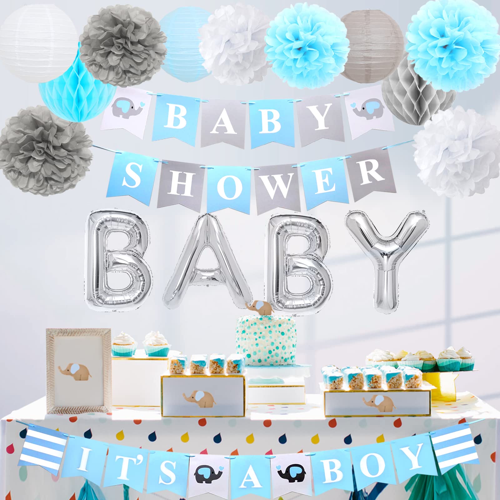 como hacer adornos para baby shower de niño