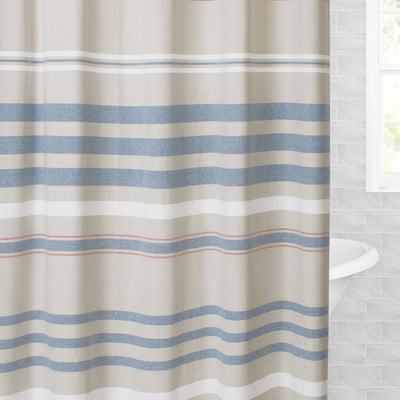 multi colored striped shower curtain