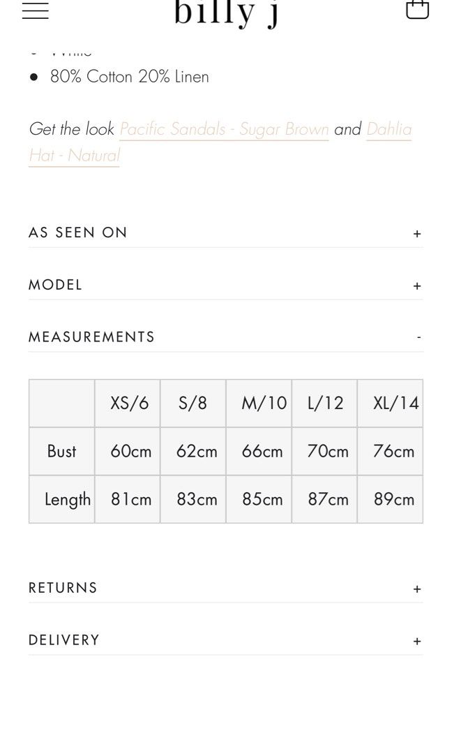 billy j size guide