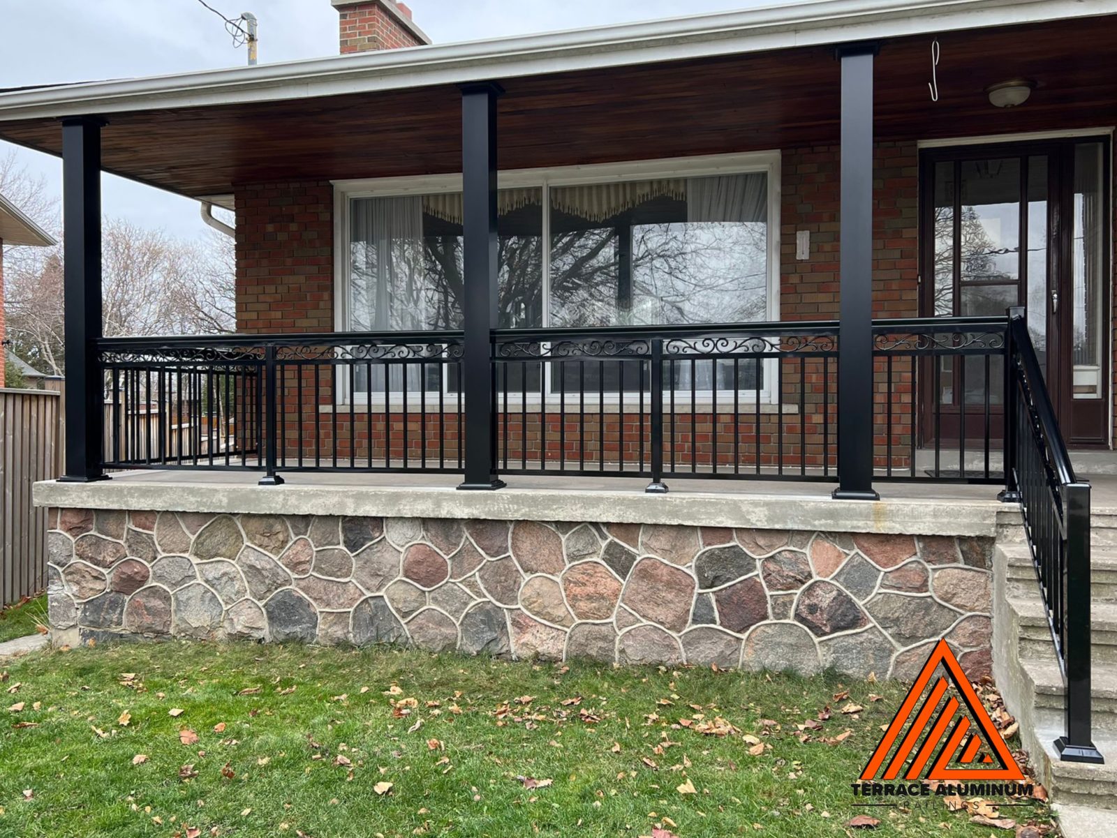 black front porch railing