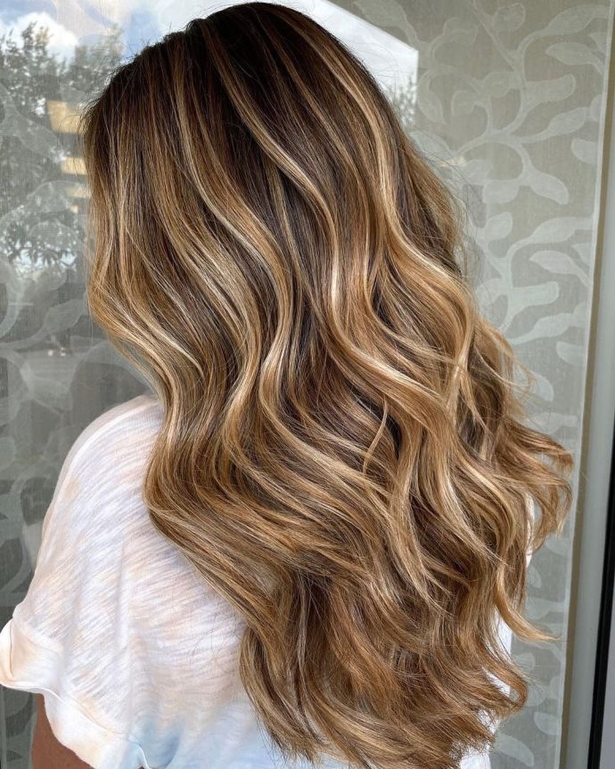 blonde balayage on brunette hair