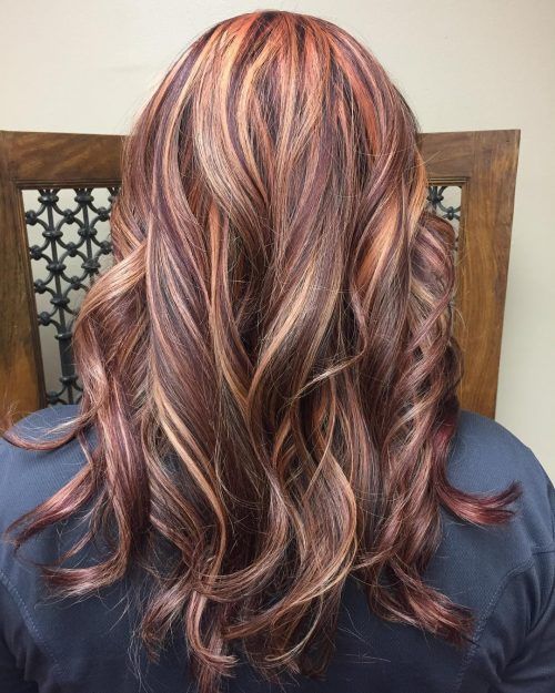 blonde with red highlights