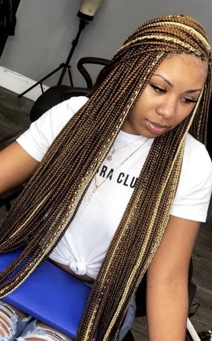 box braids black and brown