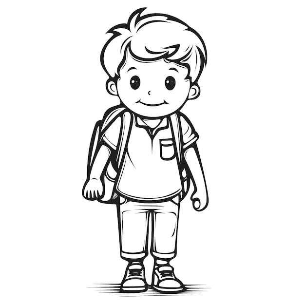 boy clipart black and white