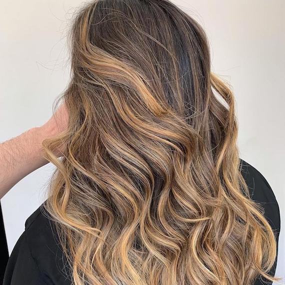 bronde balayage on dark brown hair