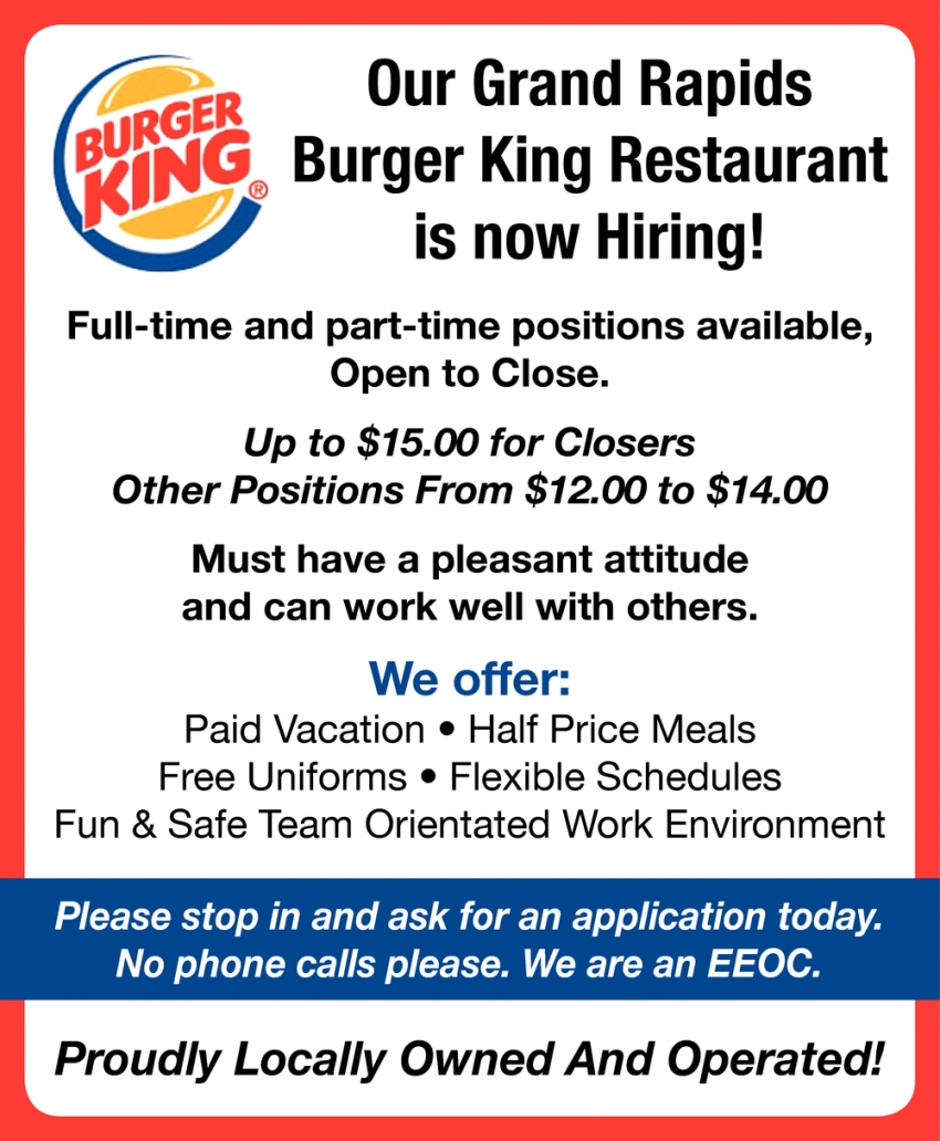 burger king job openings