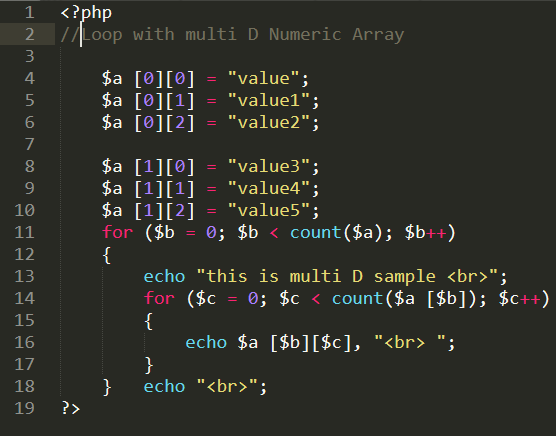 php echo array