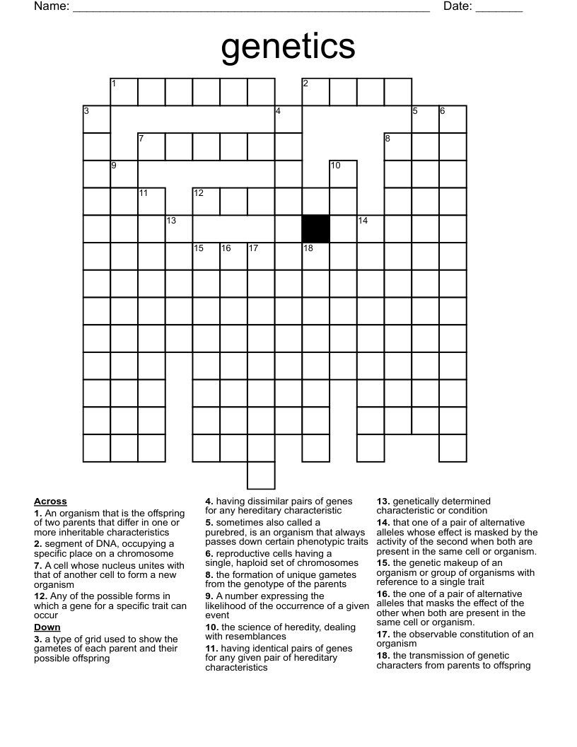 genealogical table crossword