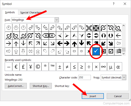 ascii code for check mark