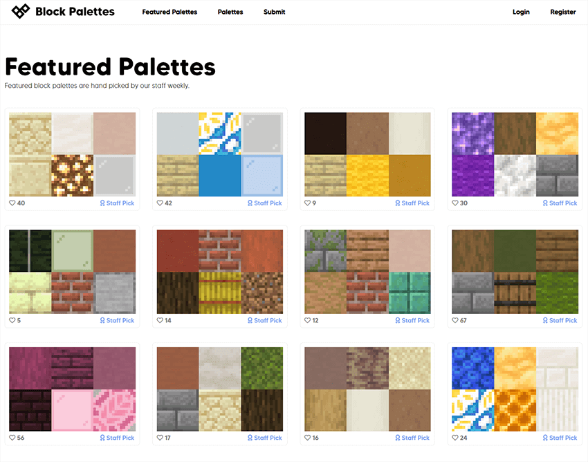 minecraft block palette