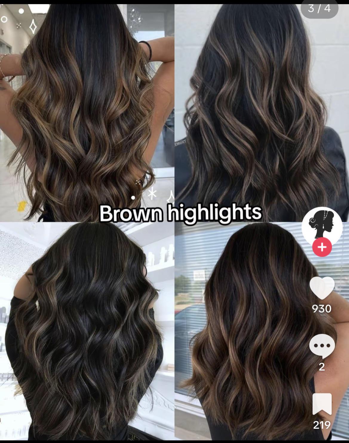 black and brown highlights hair