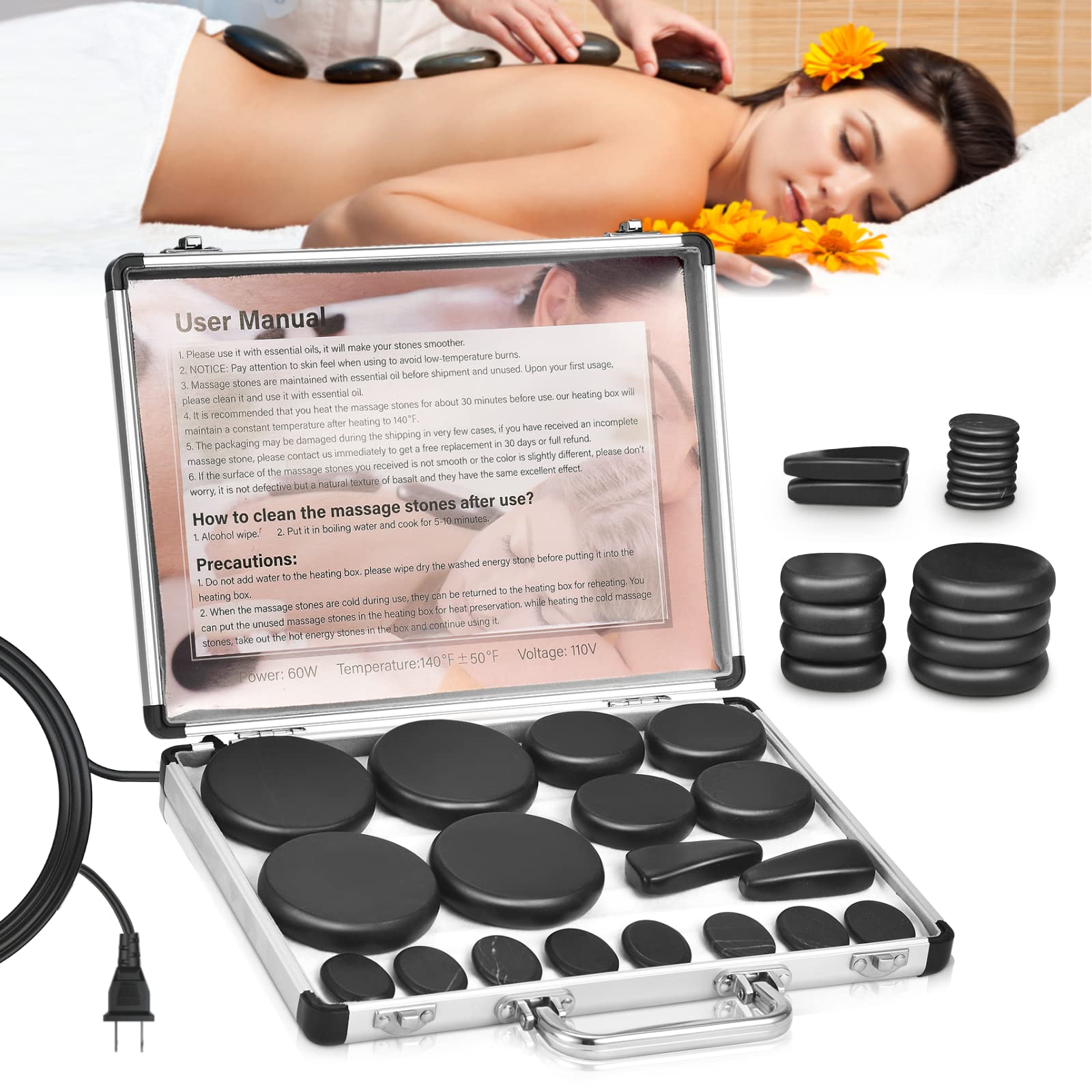 visage hot stone massage kit