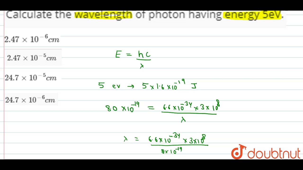 calculate the wavelength of a photon