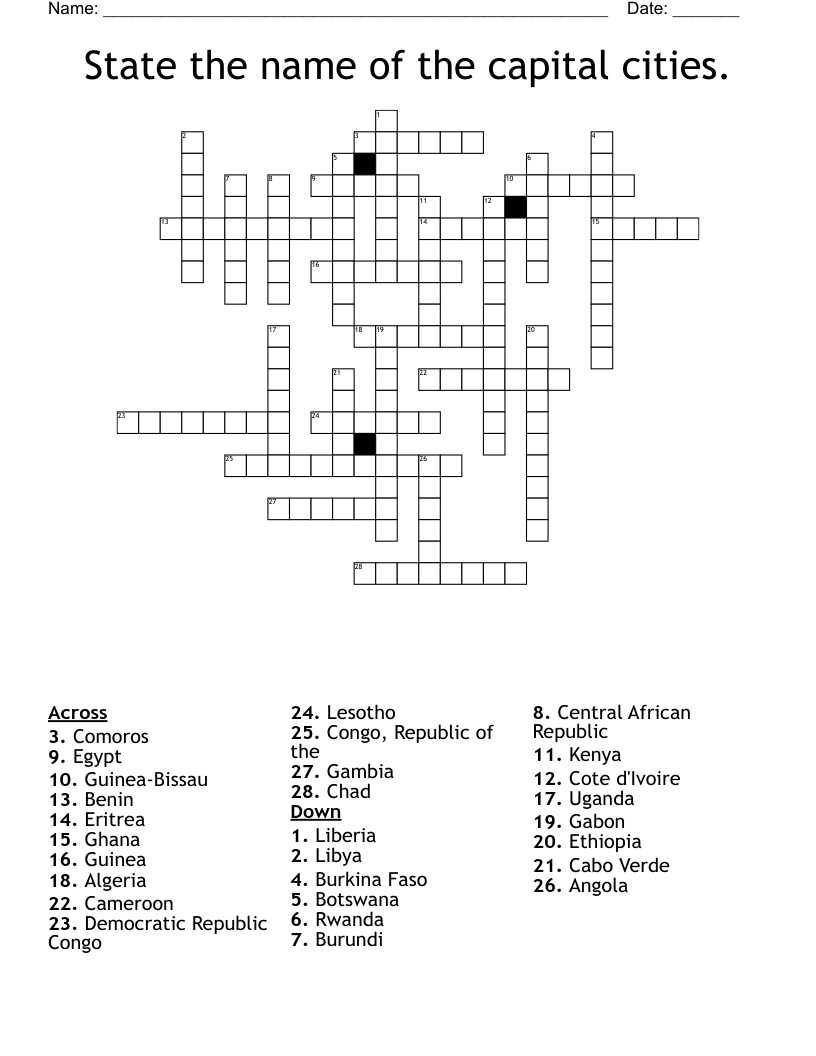 capital of rwanda crossword clue