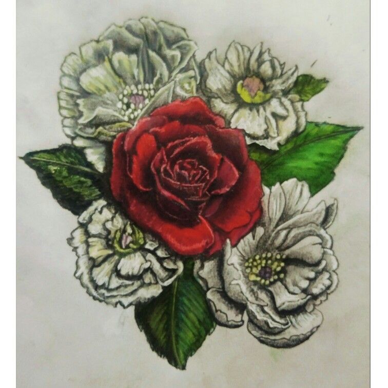 carnation and rose tattoo