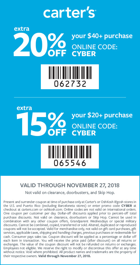 carters promo codes