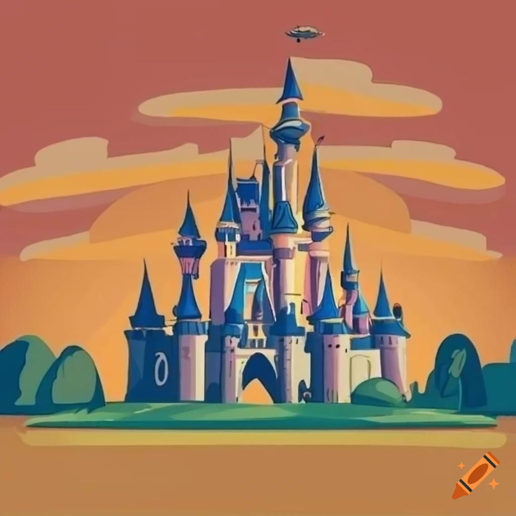 cartoon disney castle drawing