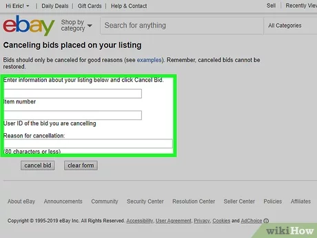 how to retract bid in ebay