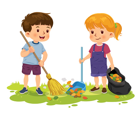 cleaning the garden clipart