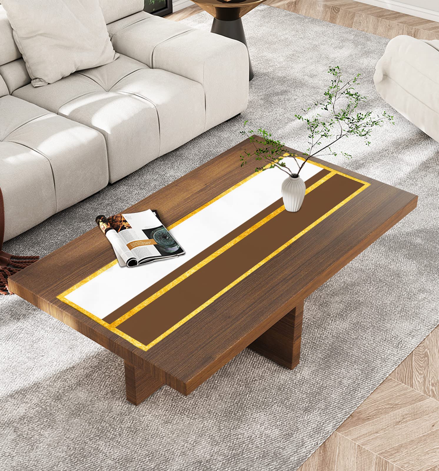 coffee table with runner