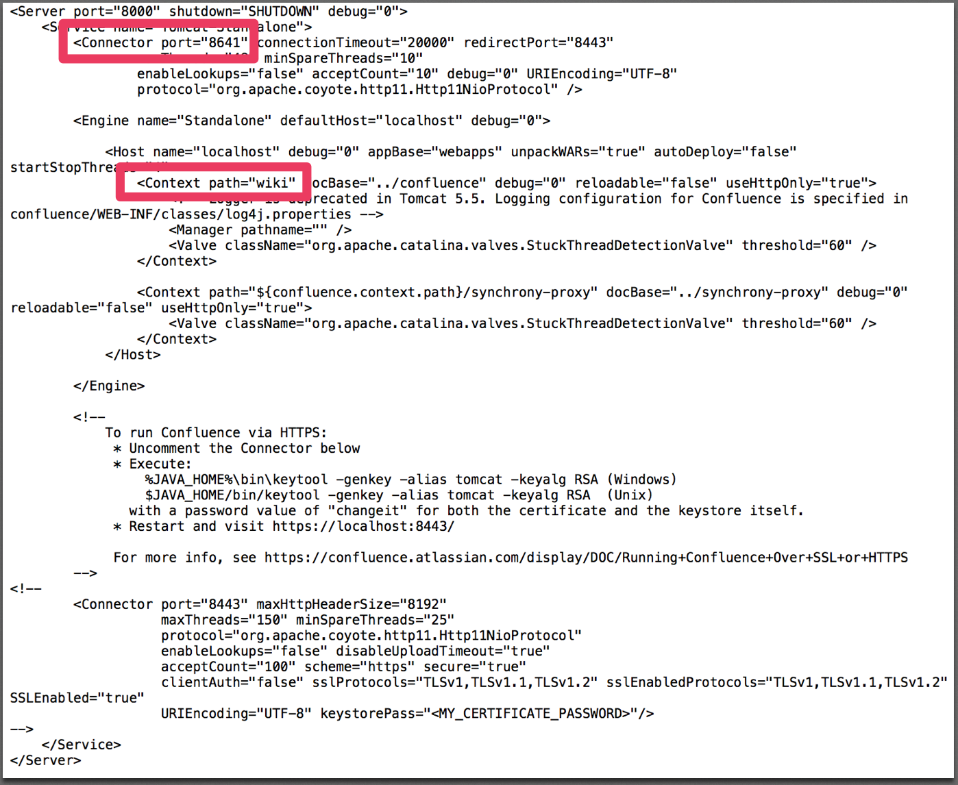 confluence server xml location