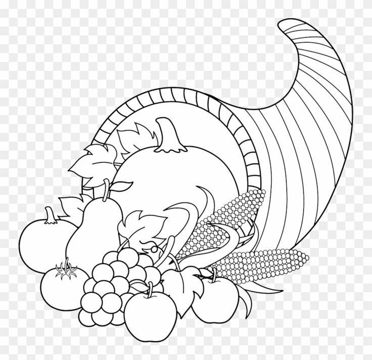 cornucopia clipart black and white