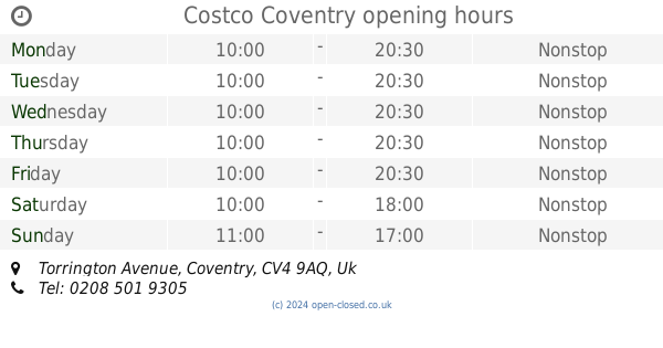 costco coventry petrol opening times