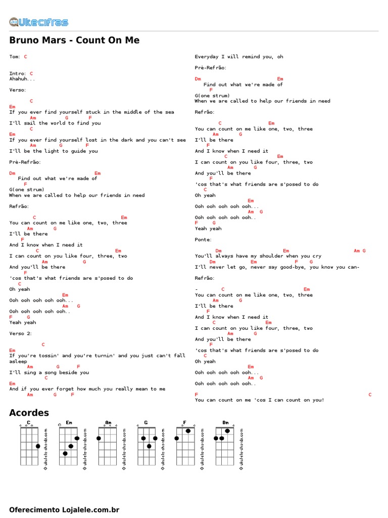 count on me lyrics and chords ukulele