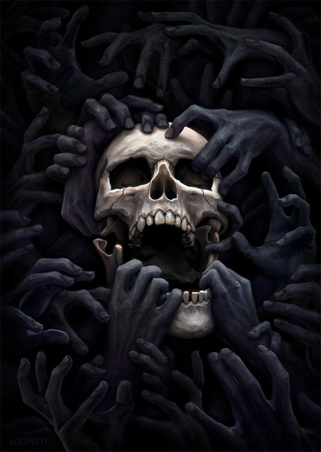 creepy skull art