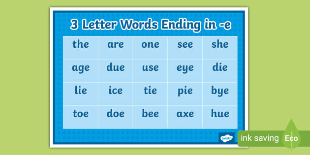 three letter words ending with y