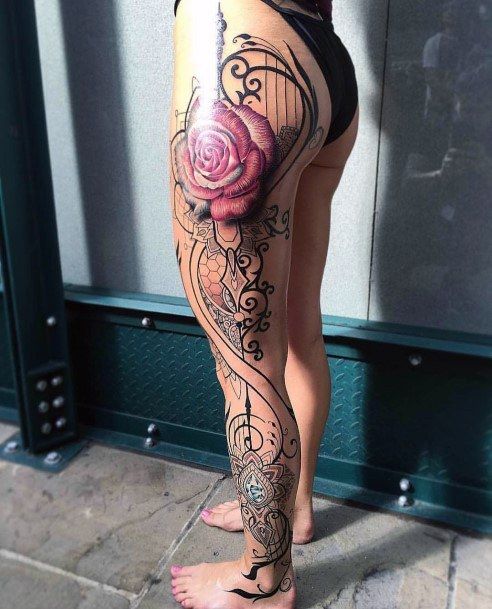 side leg tattoos for females