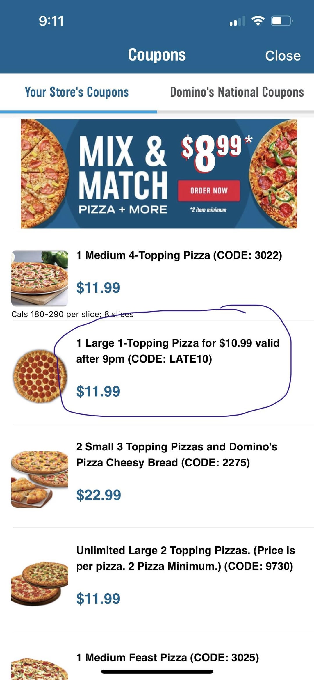 dominoes coupons