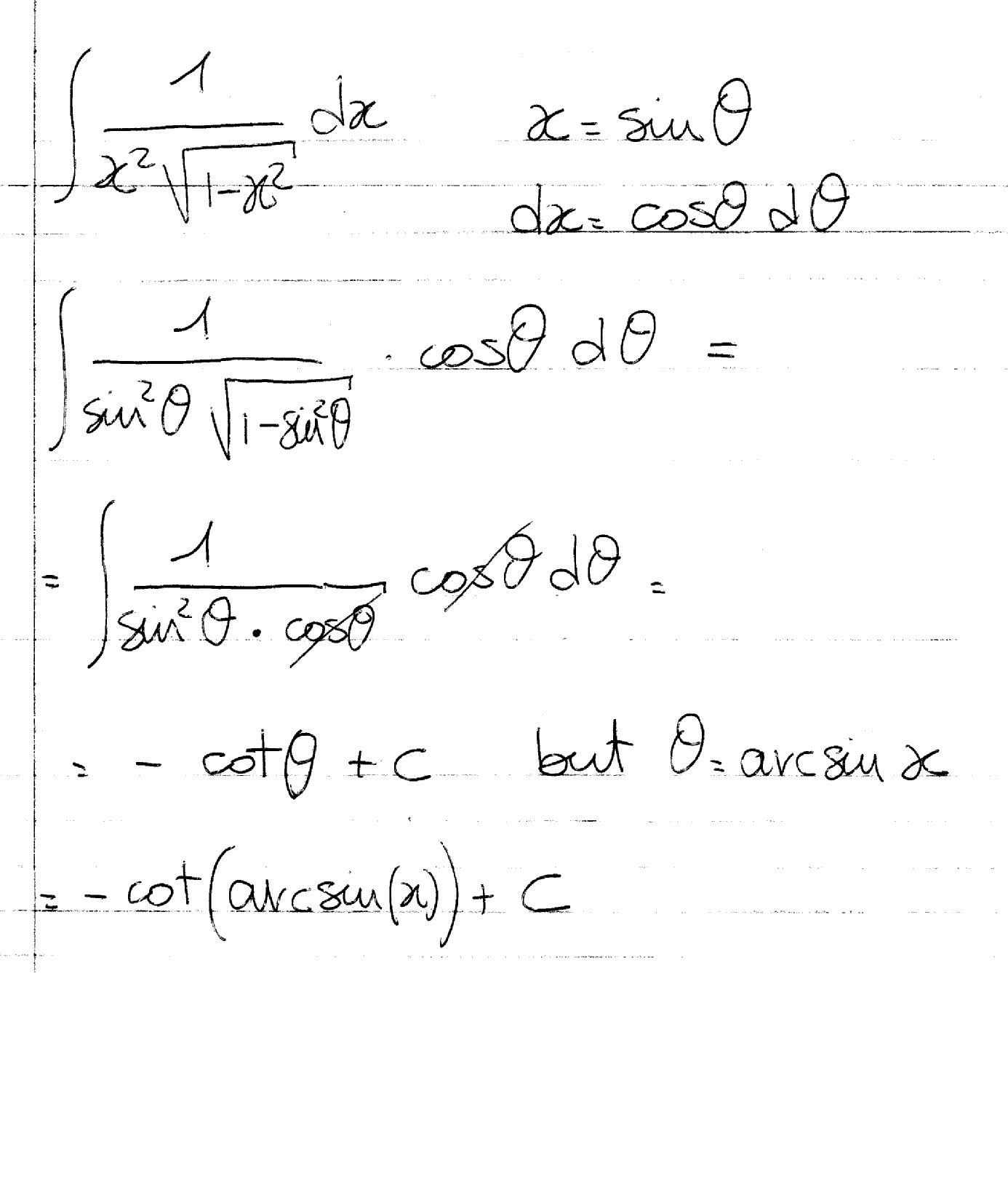 integral of 1/x2