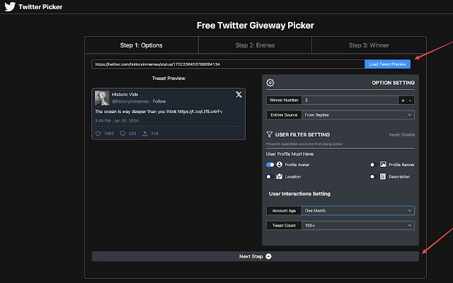 twitter giveaway picker