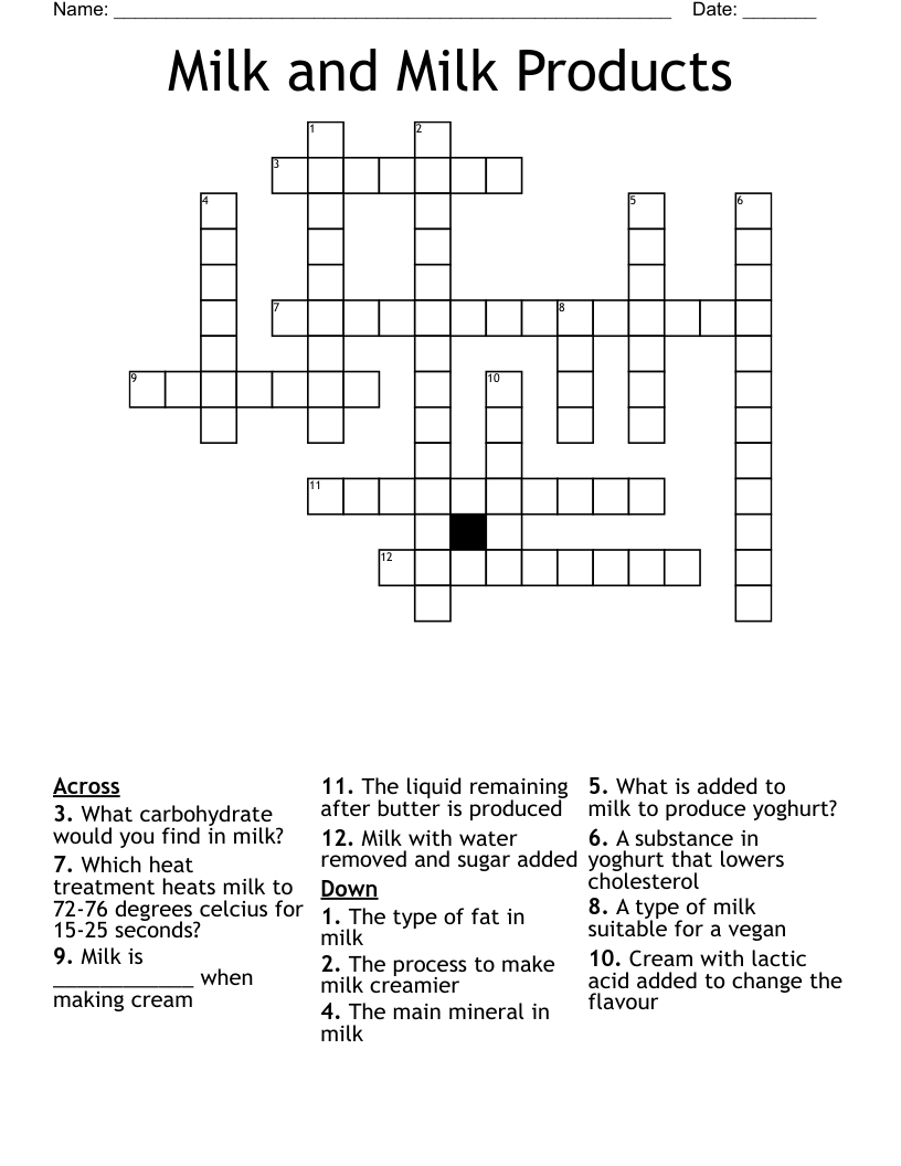 milk ingredient crossword clue