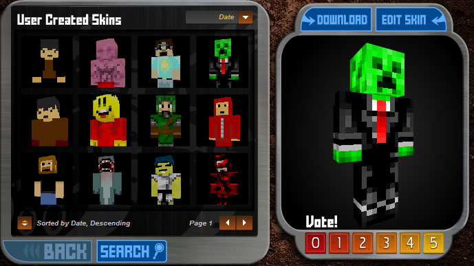 minecraft skin creator newgrounds