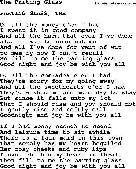 parting glass lyrics