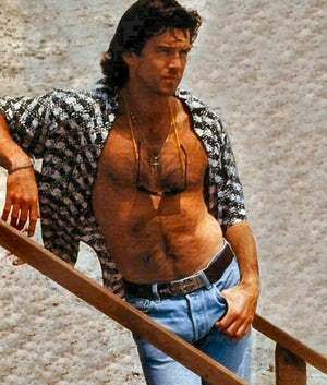 pierce brosnan hairy chest