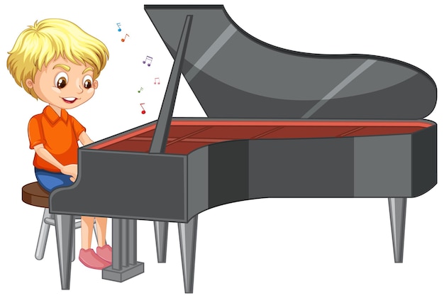 boy playing piano clipart