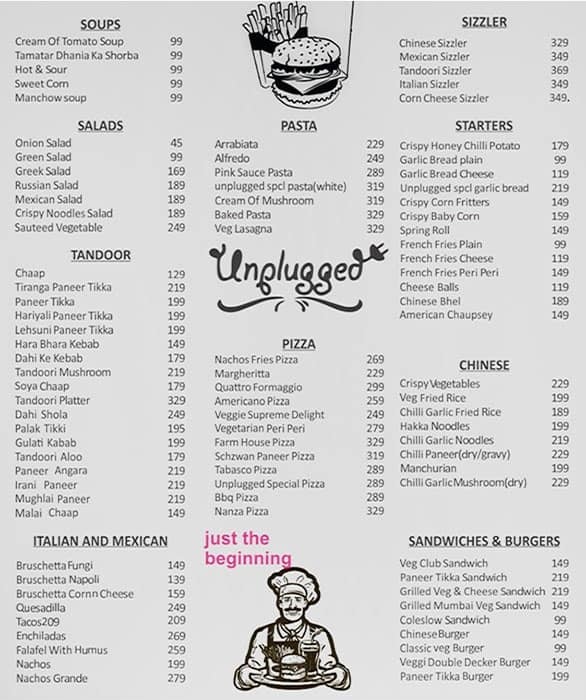 cafe unplugged menu