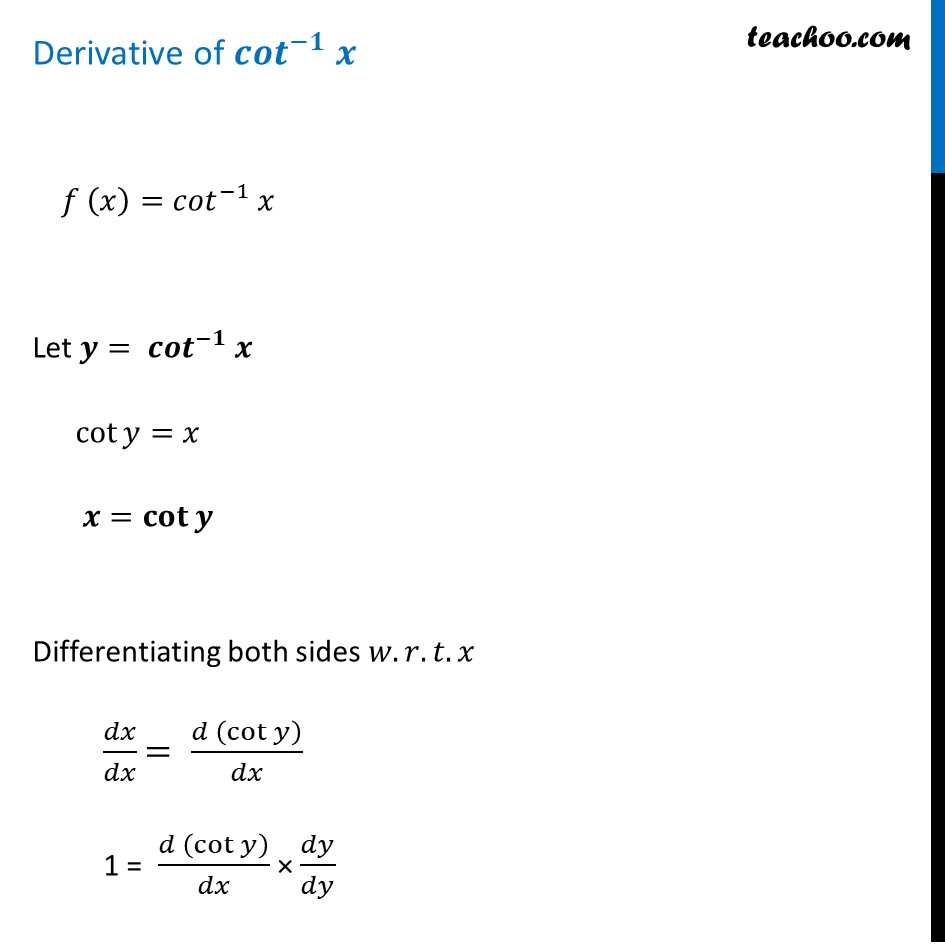 cot x ka differentiation