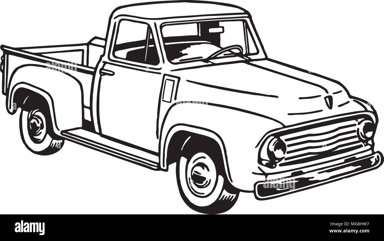 pickup truck clipart black and white