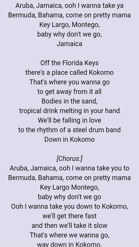 lyrics kokomo