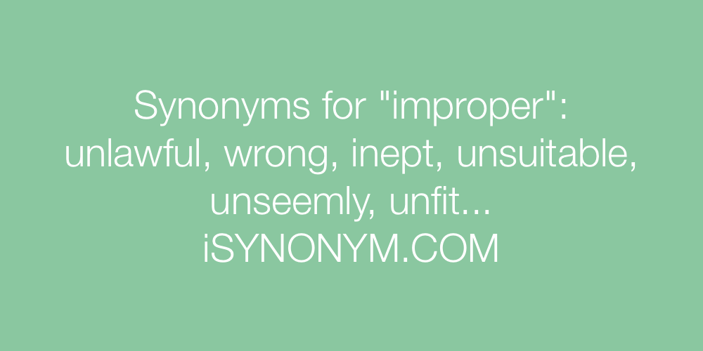 synonym for improperly