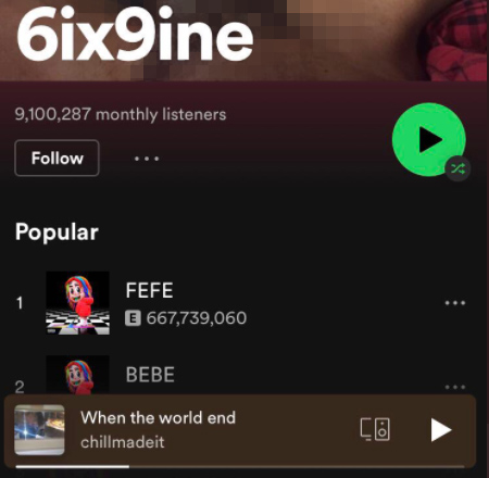 6ix9ine spotify hacker photo