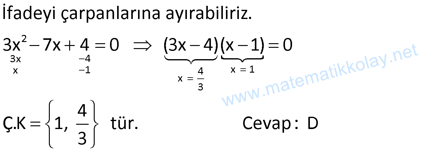 10 sınıf 2 dereceden denklemler çözümlü sorular 50 adet